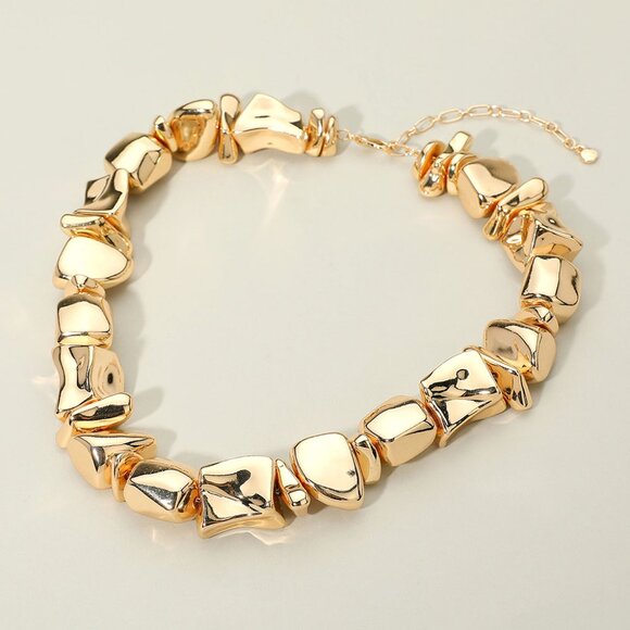 Acrylic Gold Digger Nugget Style Statement Necklace NEW NWT - Picture 2 of 4